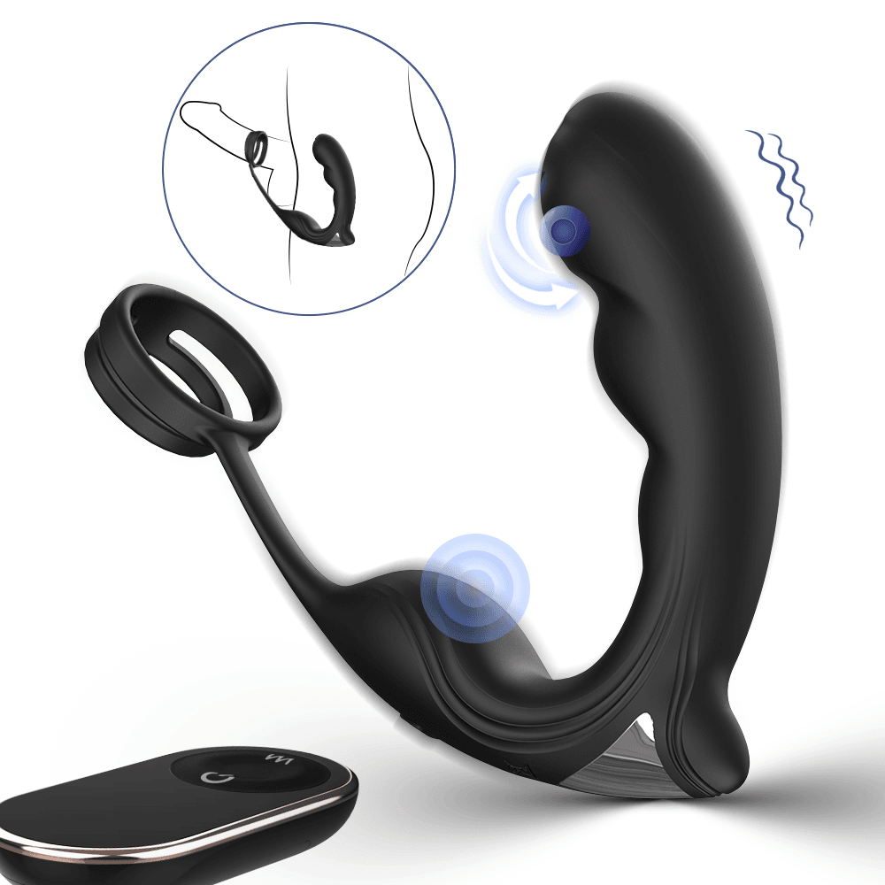 Vibrating Prostate Massager with Dual Cock Rings