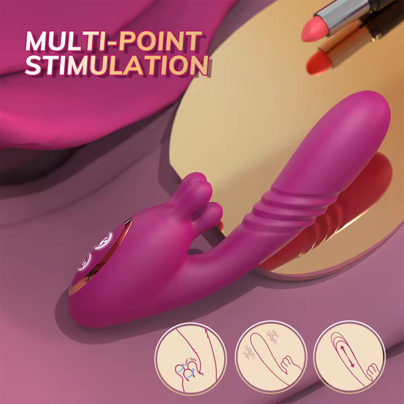 3 in 1 Powerful Thrusting Rabbit Vibrator Sex Toy Clitoris Rotating Knead Stimulator Massage Vibrator Sex Toy for Women