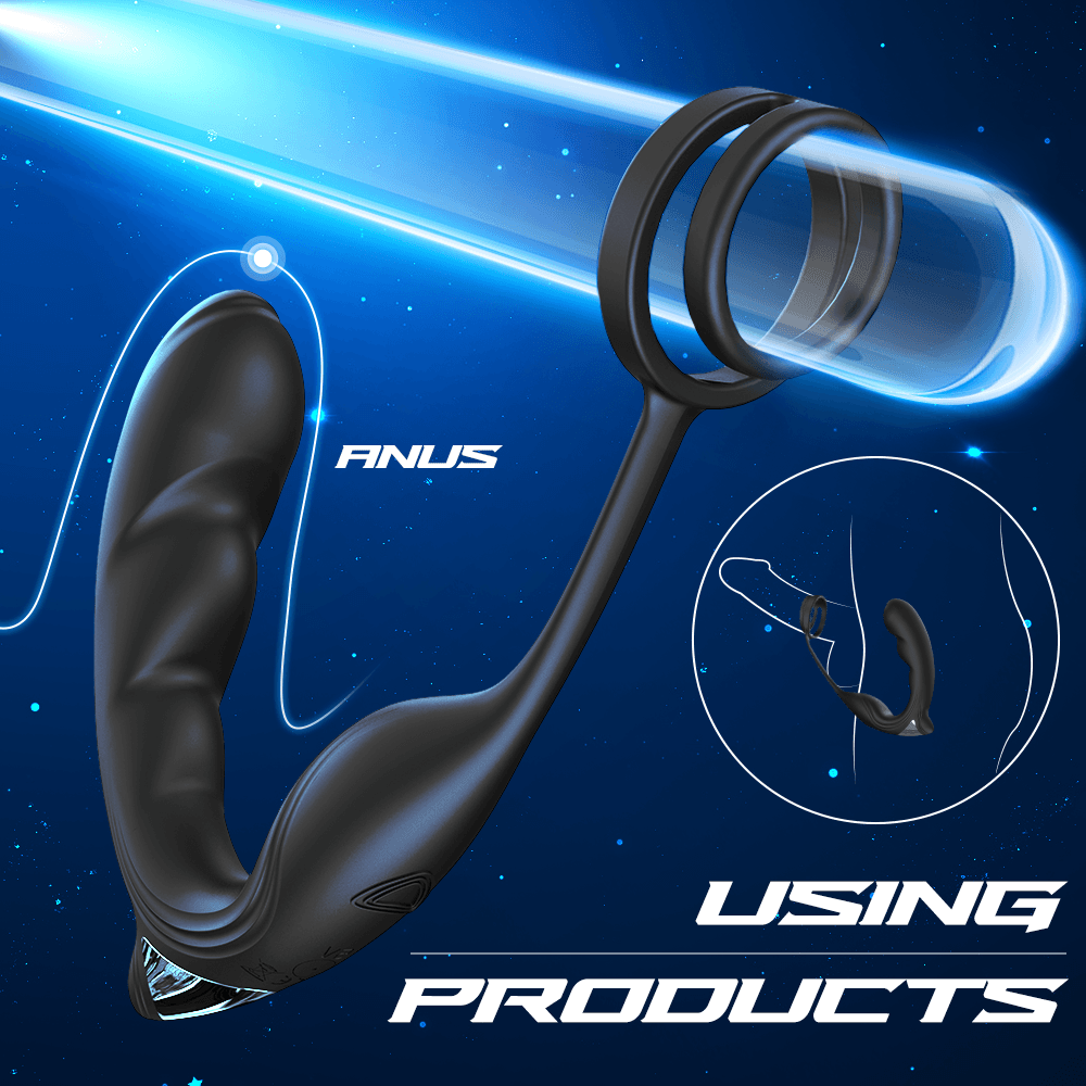 Vibrating Prostate Massager with Dual Cock Rings