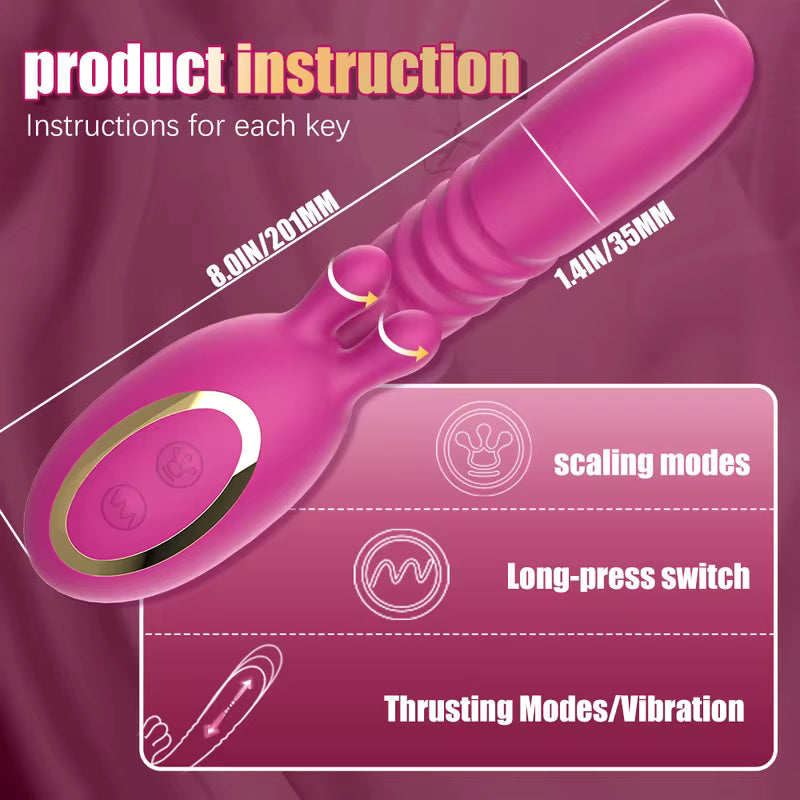 3 in 1 Powerful Thrusting Rabbit Vibrator Sex Toy Clitoris Rotating Knead Stimulator Massage Vibrator Sex Toy for Women