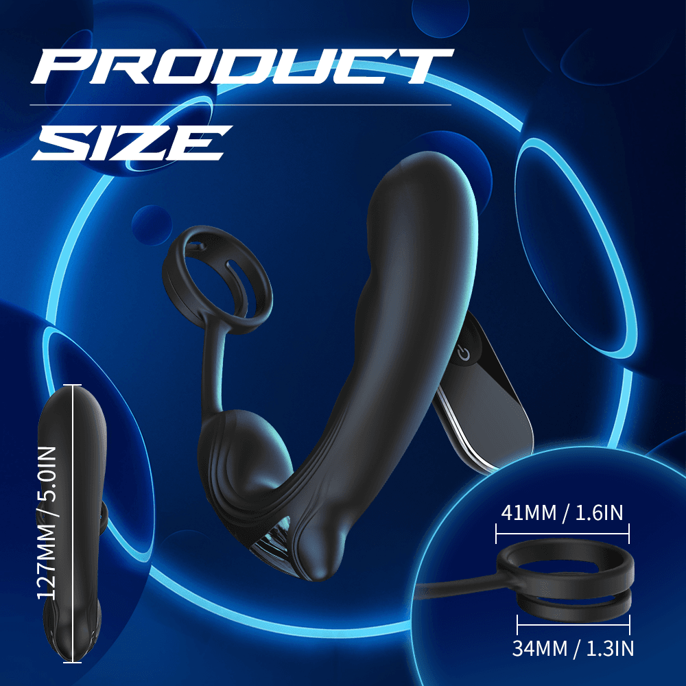 Vibrating Prostate Massager with Dual Cock Rings