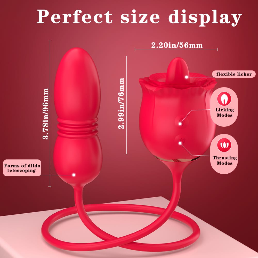 Tougue Licking Rose Toy With Thrusting Dildos